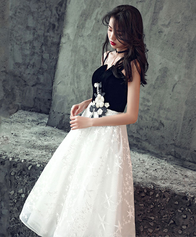 black and white prom dress